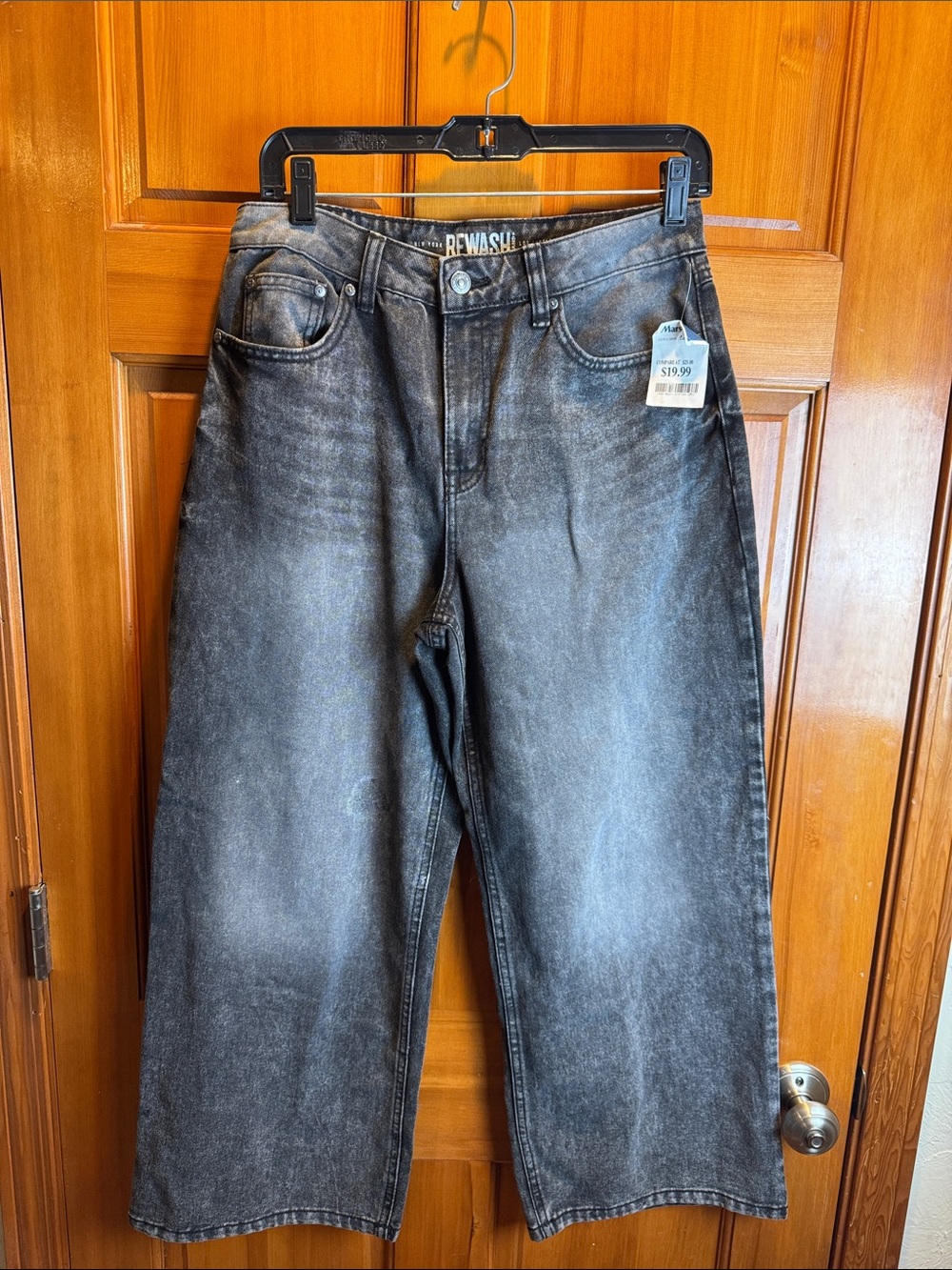NWT Rewash Washed Black Relaxed Wide-Leg Jeans Juniors Size 7/28